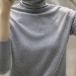 Solid Color Heaps Collar Long Sleeve Knitwear Tops