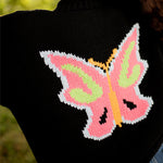 Y2K VIBES NEON BUTTERFLY KNIT LOOSE PULLOVER SWEATER
