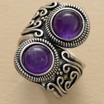 Natural Amethyst Silver-Plated Ring