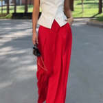 Fashion Elegant Vest & Wide Leg Pants Two-Piece Set
