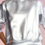 Long Sleeves Loose Solid Color Split-Joint Round-Neck Sweatshirt Tops