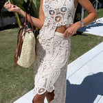 Summer Getaway Look Crochet Lace Irregular Hem Loose Tank Top