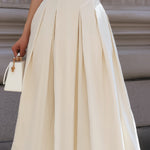 Ivory One-Shoulder Pleated Midi Dress