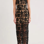 Feel Luxurious and Beautiful Crochet Flower Lace Maxi Dress
