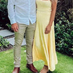 Women's Tube Top Slim High Waist Sling Knitted Dress Seaside Vacation Pleated Long Skirt