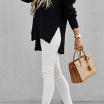 Side Split Knitted Sweater Top