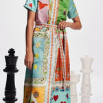 Fashion Lapel Printed Shirt Dress
