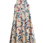 Loose Sleeveless Floral Printed Round-Neck Maxi Dresses