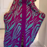 Batwing Sleeves Long Sleeves Contrast Color Printed Split-Front Split-Joint V-Neck Maxi Dresses