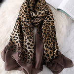 Stylish Leopard Gradient Silk Scarf