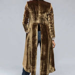 Vintage Velvet Long Loose Pocket Slit Coat