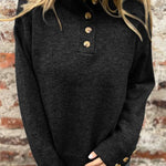 Solid Color Button Casual Loose Sweater