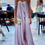Morning Grace Off Shoulder Satin Bouquet Party Maxi Dress