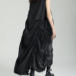Irregular Clipping Loose Solid Color Round-Neck Midi Dresses