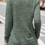 Street Solid Buttons O Neck Tops