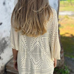 Fashion Hollow Knitted Half Sleeve Loose Cardigan