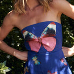 Butterfly Print Strapless Tube Top Mini Skirt