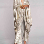 Batwing Sleeves Long Sleeves Shiny Solid Color Deep V-Neck Blouses&shirts Tops