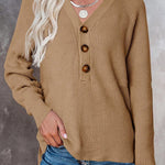 🧹Women'S Solid Color Casual V-Neck Pullover Sweater