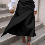 A-Line Loose Asymmetric Buttoned Pleated Split-Joint Skirts