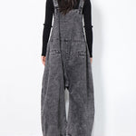 Original Cool Denim Split-Joint Square-Neck Overalls