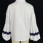 Loose Puff Sleeves Split-Joint Lapel Blouses&Shirts Tops