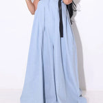 Loose Sleeveless Belted Pleated Pockets Solid Color Tube Jumpsuits
