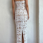 Feel Luxurious and Beautiful Crochet Flower Lace Maxi Dress
