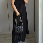 Sleeveless Pleated Simple Solid Color Dress