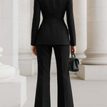 High Waisted Wide Leg Solid Color Pants Suits Bottoms