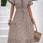 v-neck design print skirt