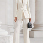 High Waisted Wide Leg Solid Color Pants Suits Bottoms