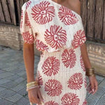 Modern Printed Wave Tube-Top Mini Dress