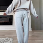 Tasman Braid Trim Kangaroo Pocket Hooded Sweatshirt and Elastic Waist Jogger Pants Set