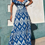 TUNISIA BLUE PRINTED, LONG DRESS