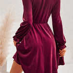 Turtleneck Long Sleeve Velvet Mini Dress