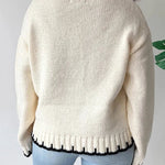 Nioa Cheerful Contrast Patchwork Knitted Pullover Sweater