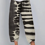 Women's Zebra Style Abstract Art Print Linen Blend Pants