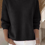 Women's Retro Solid Color Comfortable Print Turtleneck Knit Top