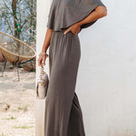 One-shoulder fashion off-the-shoulder jumpsuit