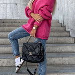 Casual Street Atmosphere Knit Wide Neck Loose Sweater