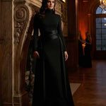 Bodycon Elasticated Waist Asymmetric Solid Color Split-Joint High Neck Maxi Dresses