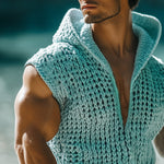 Men's Retro Casual Knit Hooded Tank Top