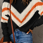 Chevron Casual Drop Shoulder Knit Sweater