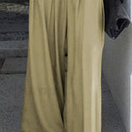 Loose Wide Leg Belted Pleated Solid Color Casual Pants Bottoms