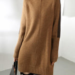 Loose Long Sleeves Contrast Color Half Turtleneck Sweater Dresses