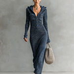 Women's Slim-fit Hooded Knitted Maxi Dress