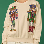 Christmas Soldier Sequined Fashion Casual Sweatshirt