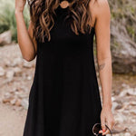 Off-Shoulder Casual Comfort Halter Neck Long Pocket Dress