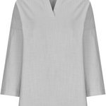 Women's Cotton Long Sleeve Round Neck Solid Color Loose Beach Shirt